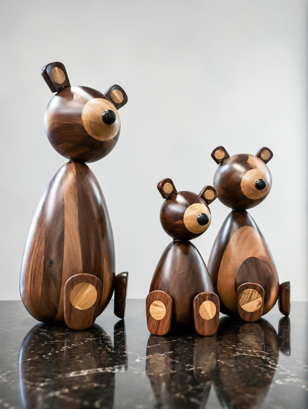 Set de Osos - Esculturas en madera de nogal