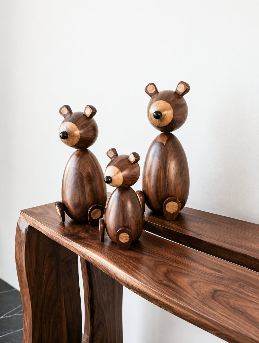 Set de Osos - Esculturas en madera de nogal