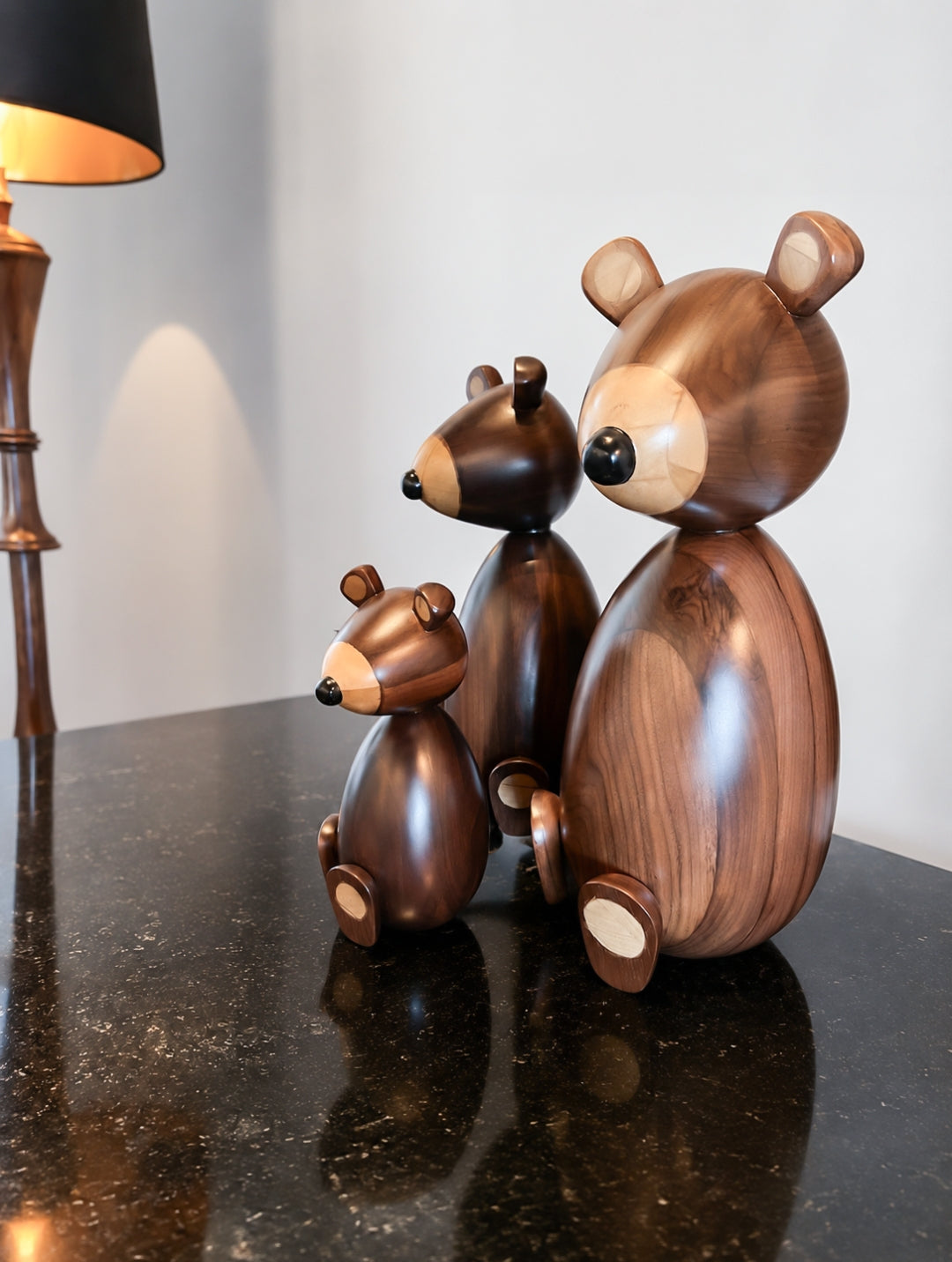 Set de Osos - Esculturas en madera de nogal